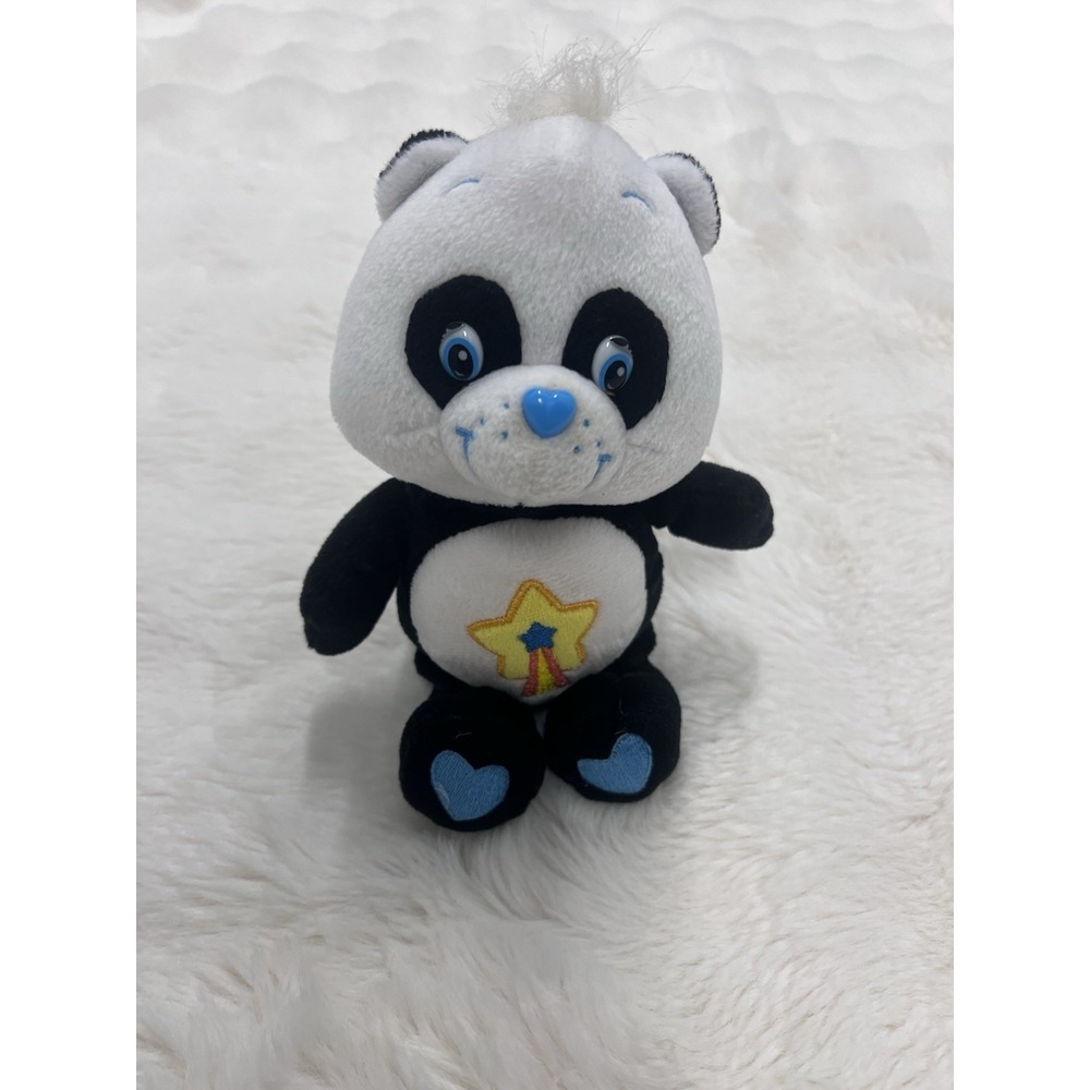 Care Bear cousins Plush Perfect Panda Bear Black White Star Belly 2005 - 8"